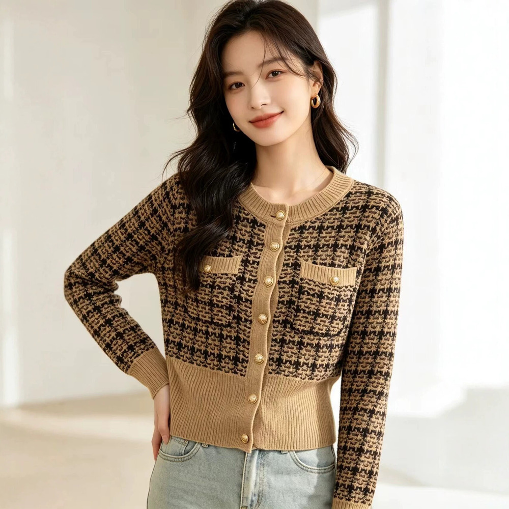 ZARA Women Short Chanel Style Knit Cardigan Long Sleeve Button